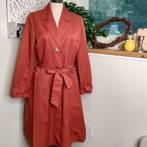 J. Jill Belted Notch Collar Trench Coat in Burnt Orange Size Medium